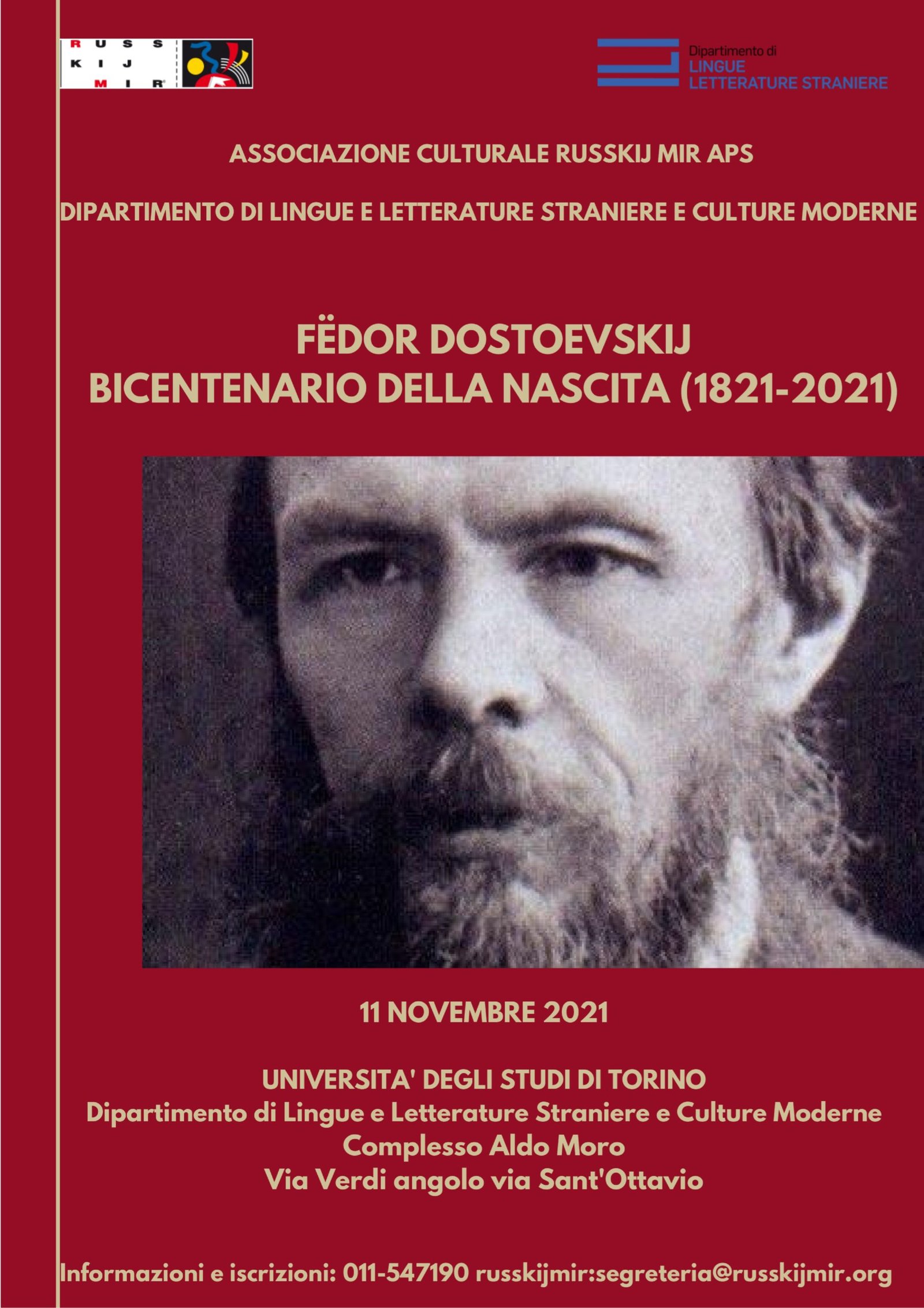 FËDOR DOSTOEVSKIJ – BICENTENARIO DELLA NASCITA (1821-2021)